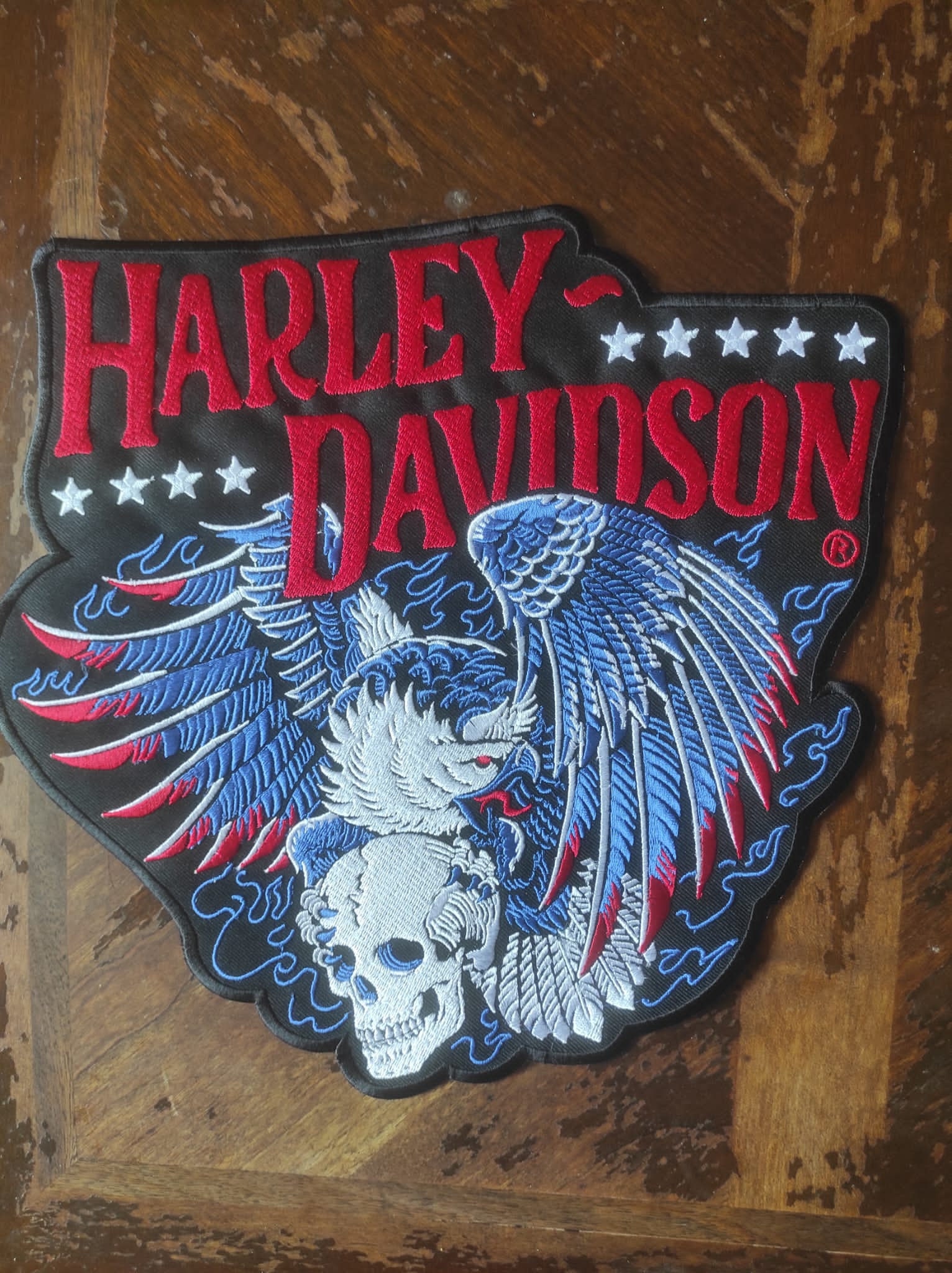 Medium Motorcycle Harley Davidson Eagle Iron On Patch