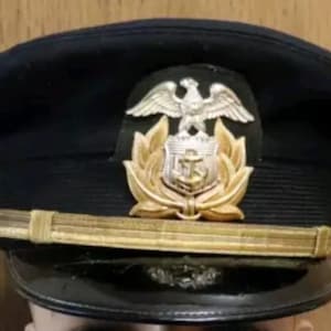 WW2  US Merchant Marine I&#39;d Officer Visor Dark Blue Visor Hat. All sizes available