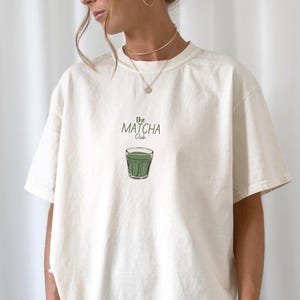 Matcha Club T-Shirt, oversized self-care shirt, minimalist wellness swag, yoga top, fitness, pilates era - healthy mind, soul, body gifts