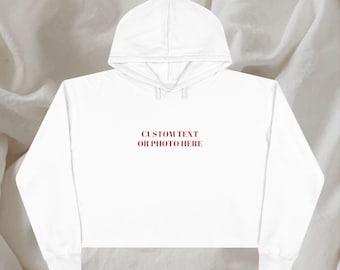 Anpassbarer kurzer Hoodie | Benutzerdefinierter Text / Foto Pullover | Personalisiertes Design | Y2K bauchfreies Top