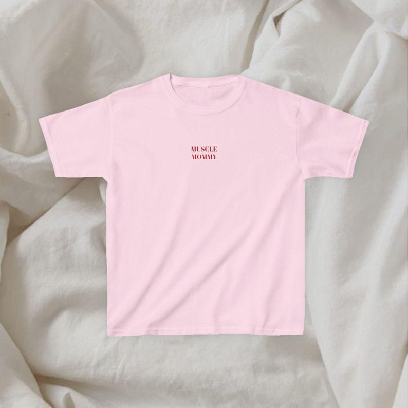 Muscle Mommy Baby Tee: minimalist gym top; tee for workout, weightlifting, yoga, running, pilates, or rest day! Y2K Cropped Top, 100% cotton Light Pink