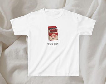 Coke Zero t-shirt, Just a lil something to take the edge off, funny diet coke fridge cigs, sarcastic meme top, coke lover gift, baby tee Y2K