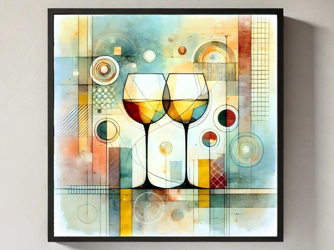 Abstract Wine Glasses Print Printable Wall Art Bar Cart Prints Abstract ...