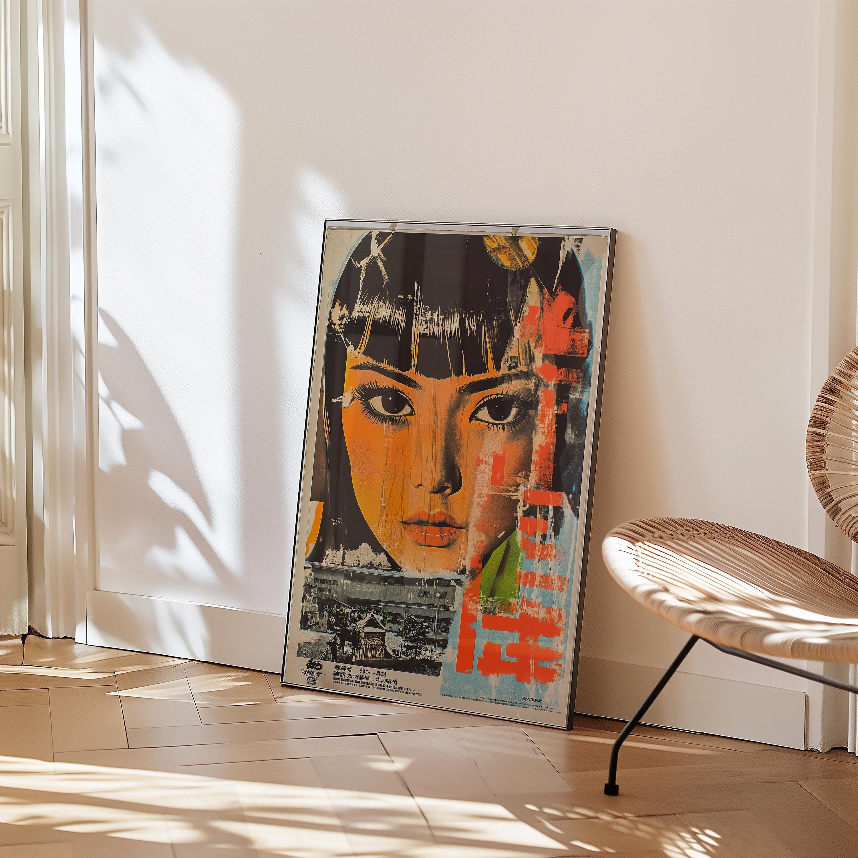 Vintage Japanese Pop Art Poster, Retro Graphic Art Print, Mid