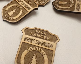 Wooden Laser Engraved Ranger Park Badge - customizable