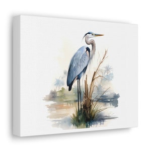 Great Blue Heron. Water Color. Extra Large Bird Illustration.  AI Art.  Beach House. Cape Cod. Coastal.