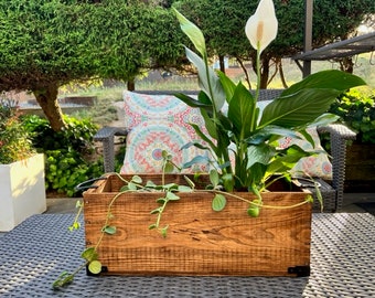 Custom indoor/outdoor planter boxes made from wooden wine boxes