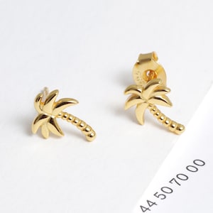 18K Gold Plated Palm Tree Stud Earrings |Gold Palm Tree Studs | Aloha Earrings | Mothers Day Earrings | Hawaiian Palm Tree Studs |