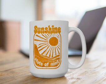 Keramische koffiemok Sunshine Vibes: zomers decor, inspirerend citaat