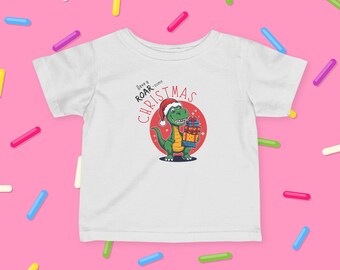 Kinder Dinosaurier Weihnachten T-Shirt, Festlich Urlaub Tee