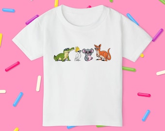 T-shirt pour tout-petits animaux australiens : crocodile, koala, kangourou