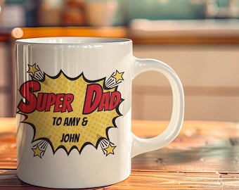 Super Dad Mug, Personalized Fathers Day Gift, Birthday Present, superdad husband, custom mug, daddy superhero