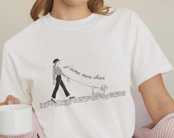 J'aime mon chien T-Shirt: Französischer Hundeliebhaber Unisex T-Shirt