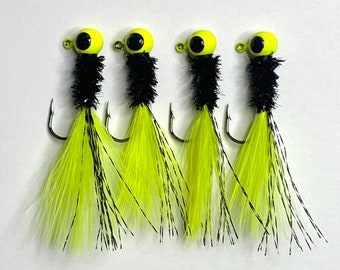 Fishing Jigs, Crappie Fishing Jig, Bass, Fishing Tackle For Bass Fish, Chartreuse Fishing Jig, Handmade Fishing Jig, Fishing Gifts For Men