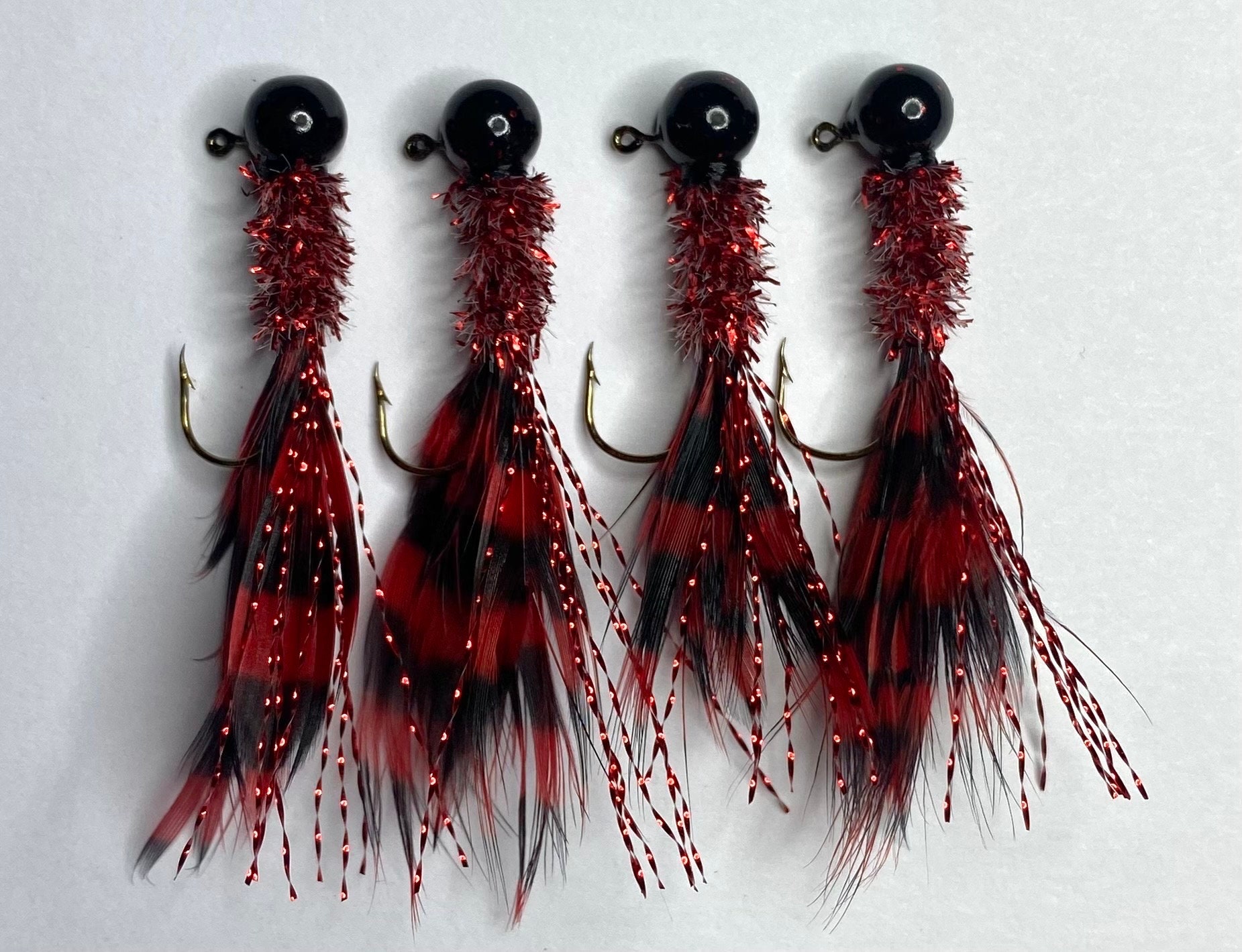Hand Tied Crappie Jigs Black and Red Jig Fish Bass Walleye Jig Fishing  Tackle Fishing Gift 