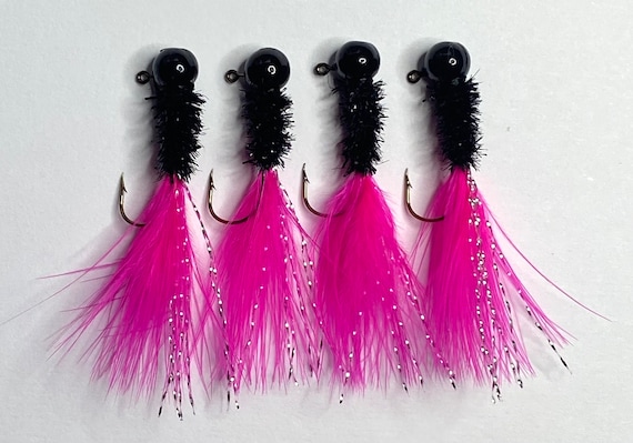 Hand Tied Crappie Jigs Pink and Black Jig Fish Bass Walleye Jig Fishing  Tackle Fishing Gift 