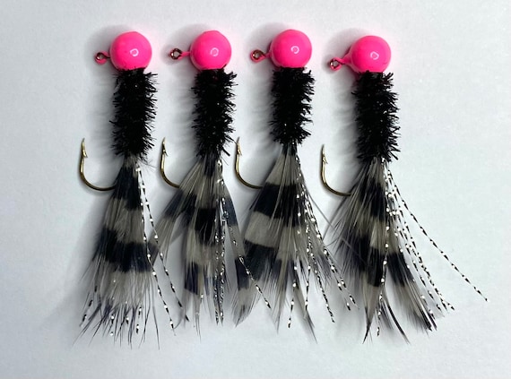 Fishing Jigs, Crappie Fishing Jig, Bass, Fishing Tackle for Bass Fish,  Black Pink Fishing Jig, Handmade Fishing Jig, Fishing Gifts for Men 