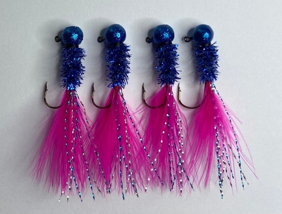 Hand Tied Crappie Jigs Blue & Pink Jig Fish Bass Walleye Jig Fishing Tackle  Fishing Gift 