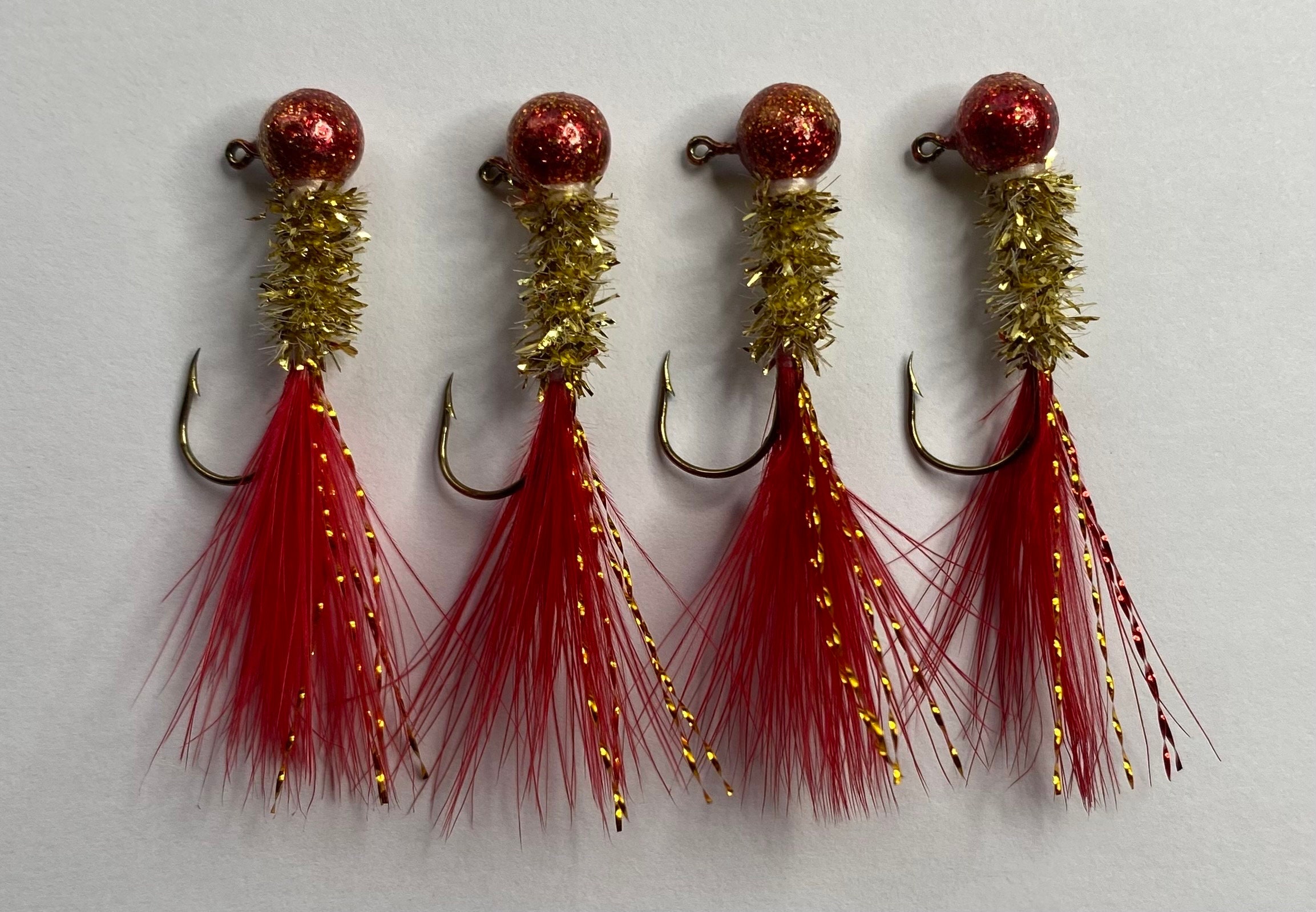 Hand Tied Crappie Jigs Red and Black Jig Fish Bass Walleye Jig Fishing  Tackle Fishing Gift 