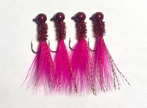 Hand Tied Crappie Jigs Red and Pink Jig Fish Bass Walleye Jig Fishing  Tackle Fishing Gift