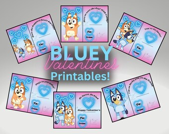 Bluey Valentines | Bluey Printable Valentines | Girls Valentines | Class Valentines | Printable valentines