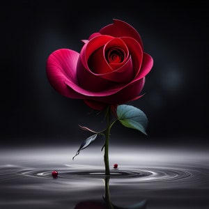 Red Rose Red Rose | AI Generated Art | Home Decor | Romantic Art | Framed Canvas