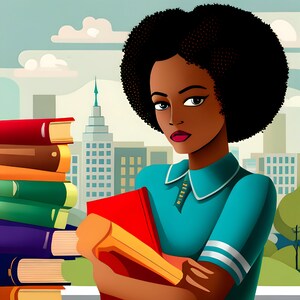Black Women Read | AI Generated Art | Reading | Books | Educational Home Decor | 12x12 Framed canvas