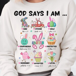 Easter PNG, Christian Easter PNG, Easter Shirt Design png, God Says I am Sublimation Design Download, Easter Sublimation Download, Bunny Png