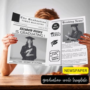 Canva Graduation Newspaper Template, Editable Newspaper Graduate, Large Newspaper Template, Senior Graduation Newspaper For Photography.