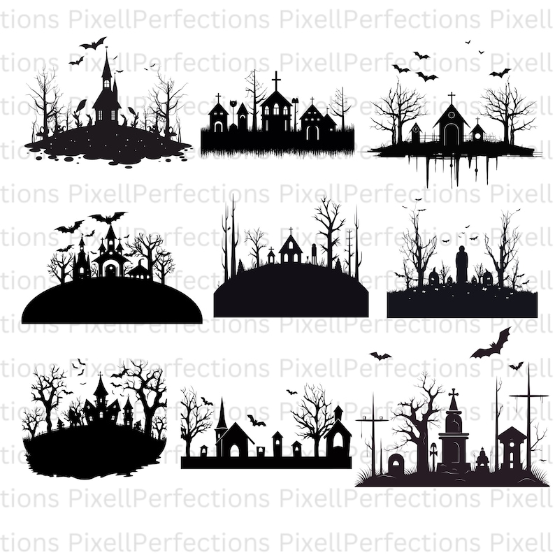 9 Halloween Haunted House Svgs Bundle, Halloween Haunted Mansion Svg