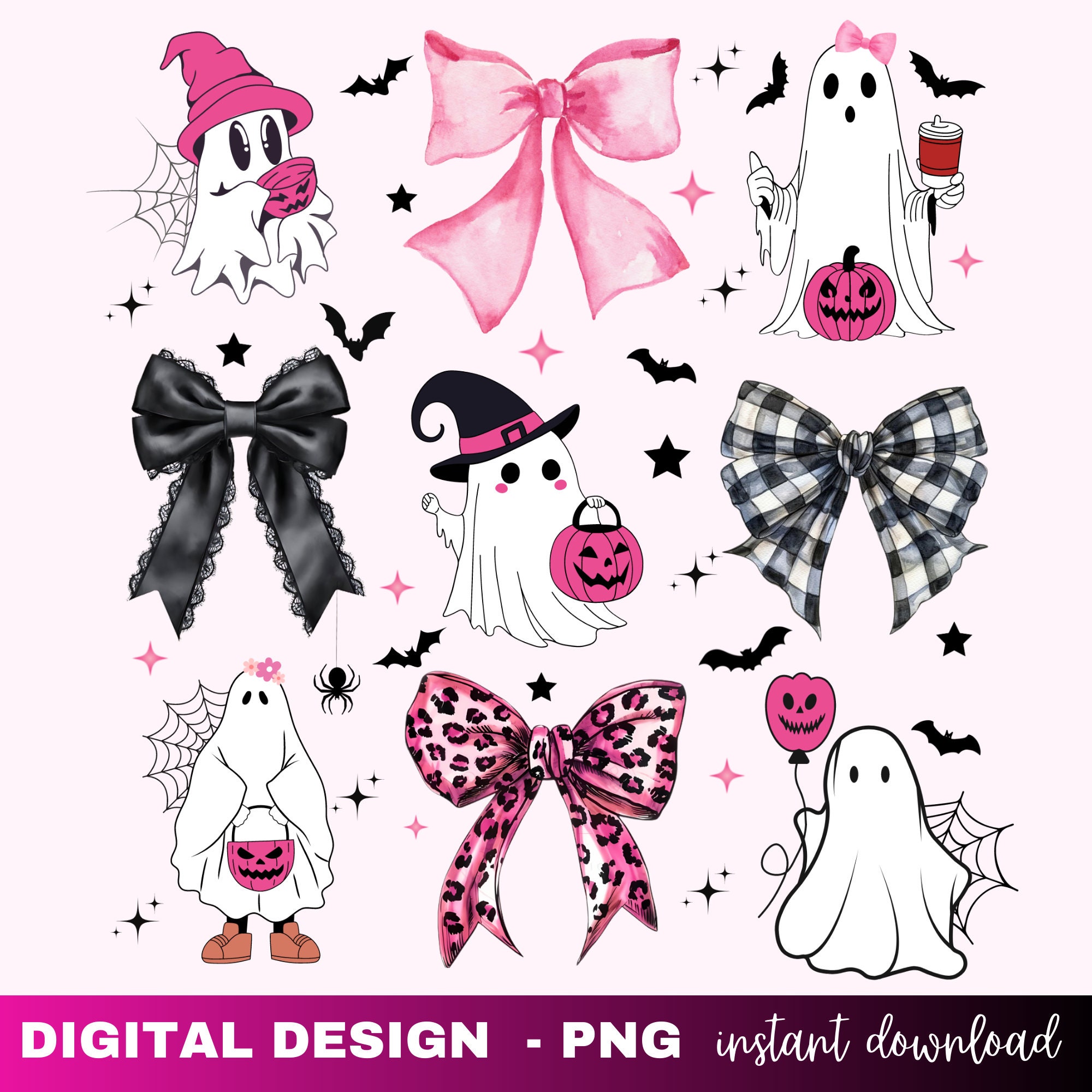 Coquette Halloween Png, Halloween Pumpkin png, Cute Ghost Png, Spooky Season Png, Boo Png, Halloween Mama Png, Girly Coquette Bow Png.