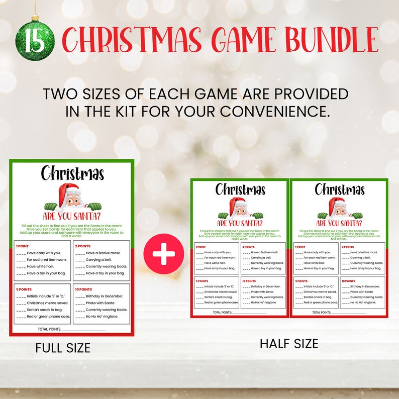 15 Christmas Games Bundle, Christmas Party Games, Printable Christmas