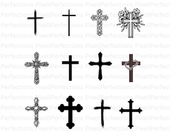 12 Cross Svgs Bundle, Cross Png , Christian Svg, Faith Svg, Religious Svg, Svg Files, Instant Download Digital Download, Trendy Svg Clipart.