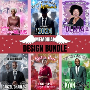 Memorial Design Bundle, In Loving Memory, Editable Memorial Photo Template, Editable Canva/Pro Canva, Editable Template, Funeral Design.