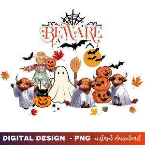 Highland Cow Png, Halloween Png, Western Halloween ,Halloween Shirt, Fall Png, Retro Halloween Png, Spooky Season Png, Funny Halloween, Boo