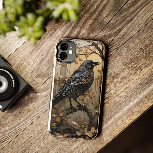 Viking Stained Glass iPhone Case, Raven-Styled Artisan Craftsmanship, Protective Cover 14 to iPhone 7, Unique Nordic Gift