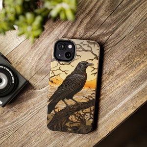 Stained Glass Phone Case, Raven Design, Stylish iPhone Accessory, Ideal Gift for Nature Lovers