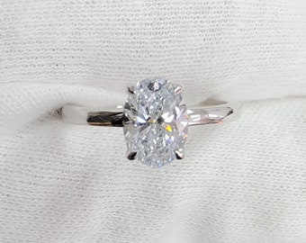 IGI Certified 0.50, 0.75, 1.00, 2.00 Carat Oval Lab Grown Diamond 6 Prong Solitaire Engagement ring Wedding Ring Anniversary