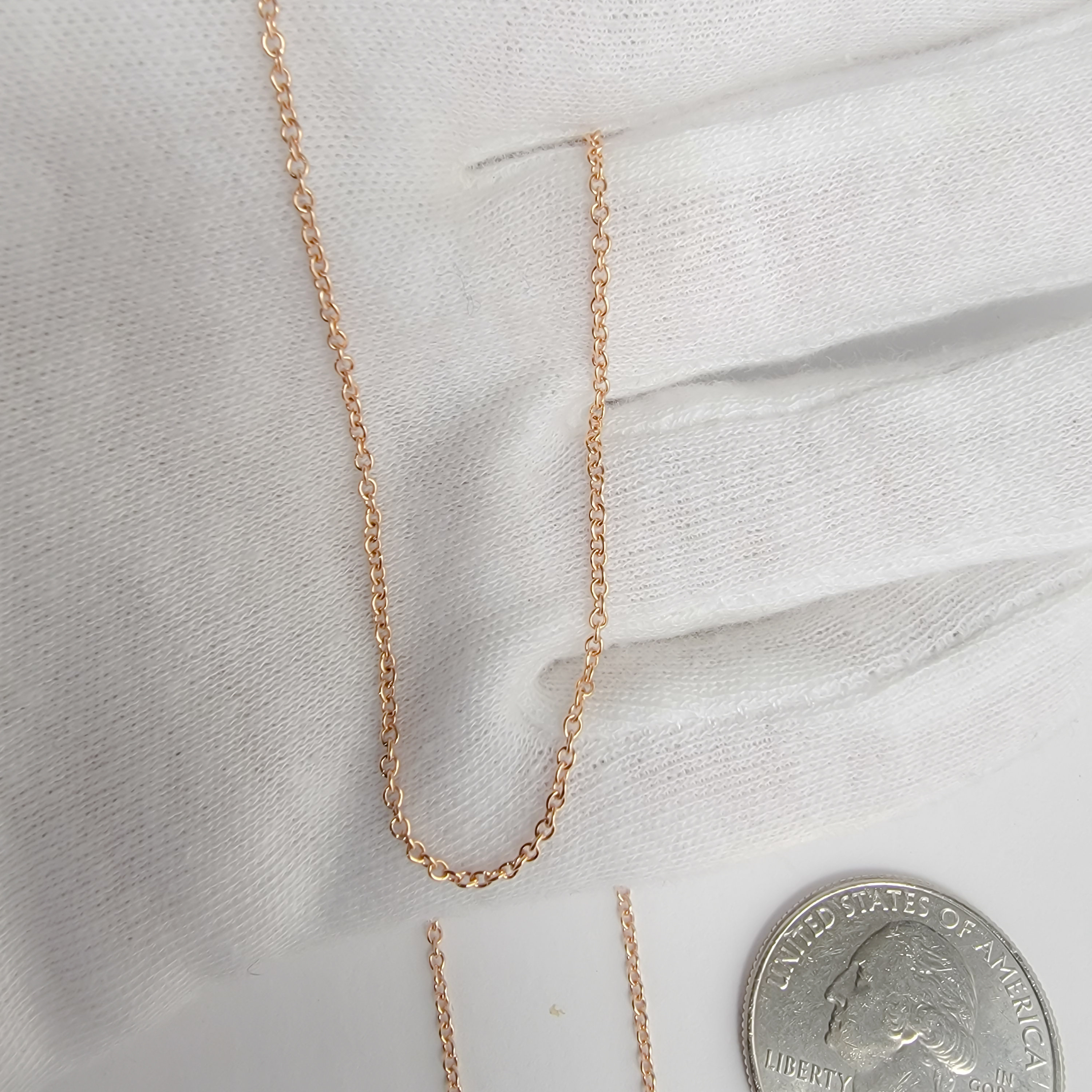 14K Rose Gold Round Cable Chain With Lobster Claw Closure, 1.1mm Width, 18", Delicate Chain, Layered Necklace, Real Pink Gold