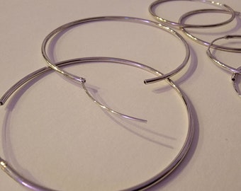 925 Sterling Silver Endless Hoop Earrings, Large Earrings, Rhodium Plated, 50mm, 40mm, 30mm, Best Seller