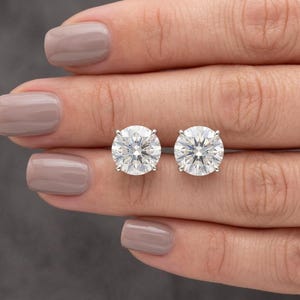 IGI Certified Lab-Grown Diamond Stud Earrings: 14K White Gold, 4-Prong