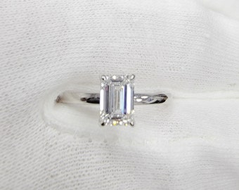 IGI Certified 0.50, 0.75, 1.0 Carat Emerald Shape Brilliant Cut Lab Grown Diamond 4 Prong Solitaire Engagement ring Wedding Ring Anniversary
