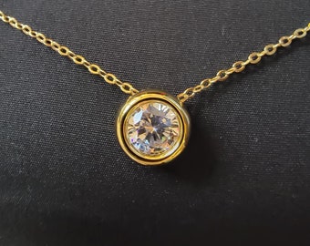 IGI Certified Diamond Pendant Bezel Set in 14K White or Yellow Gold, 0.33, 0.5, 1.00 or 2.00 CCTW, Genuine Round Lab-Grown