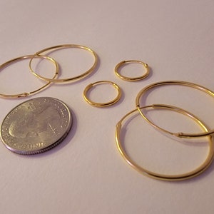 925 Sterling Silver Endless Hoop Earrings, 18K Gold Plated or Rhodium Plated, 12mm, 22mm, 28mm