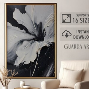Moody Orchidee Schwarz und Weiß Blume Abstrakte Leinwand Poster Herunterladbare Kunst | Gallery Wall Home Decor | Herunterladbarer Kunstdruck | Groß