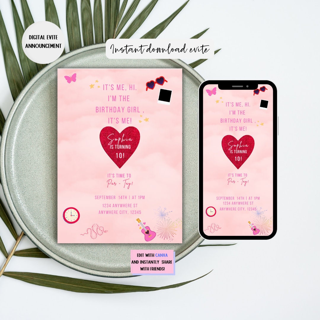 Taylor Swift Birthday Party Invitation Digital Invitation - Etsy