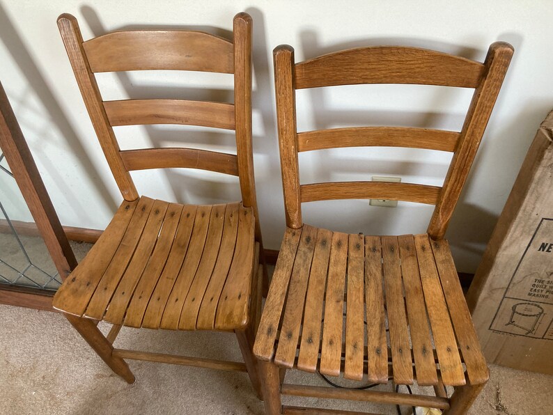Set of Antique Ladder Back Chairs Etsy