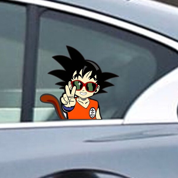 Goku Window Peeker Sticker Funny Laptop Car Window Bumper JDM Decal Dragon Ball Manga Cute Decal, Anime Car Bumper Sticker, Car Decoration