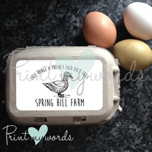 Personalised Freshly Laid Duck Egg Box Labels Stickers Poultry Carton x 12