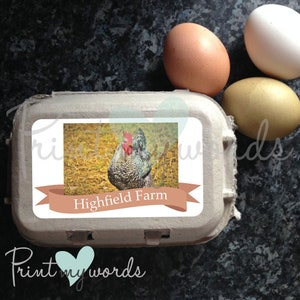 Personalised Photo Chicken Duck Egg Box Labels Stickers Poultry Carton x 12